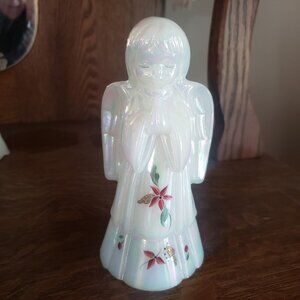Vintage‎ Fenton Glass Poinsettia Angel 6" Figurine P Lauderman